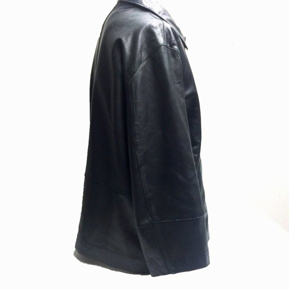 Perry Ellis PORTFOLIO Black Soft‎ Leather Fully Lined 3/4 Coat - Picture 4 of 7